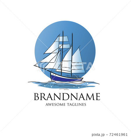 Hand drawn sketch of sailboat color vector isolated on white background	 72461961