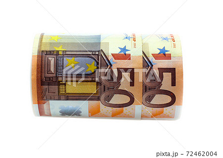 money worth 50 euros rolled on the white background money worth 50 euros rolled on the white background 72462004