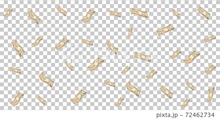 新一万円札のイメージイラスト　舞い落ちるお札 72462734