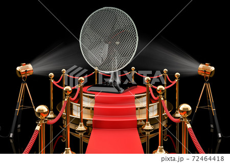 Podium with table fan, 3D rendering Podium with table fan, 3D rendering 72464418