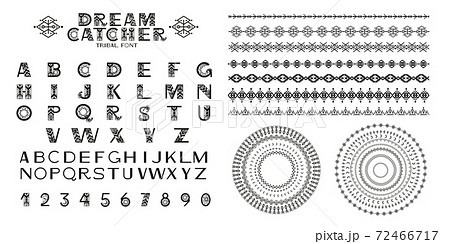 Tribal Alphabet and ornaments. Tribal Alphabet and ornaments. 72466717