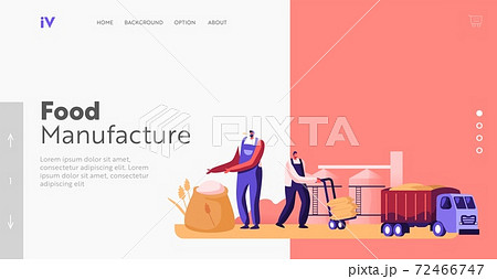 Flour Production Landing Page Template. Characters Producing Wheat, Manufacture Process, Bread Industry, Harvesting Flour Production Landing Page Template. Characters Producing Wheat, Manufacture Process, Bread Industry, Harvesting 72466747