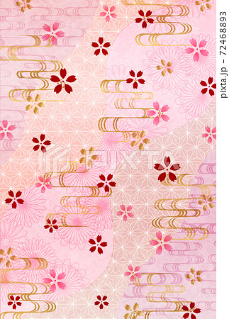 桜 和柄 年賀状 背景のイラスト素材 7246