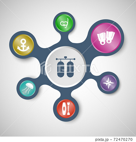 Diving infographic templates with connected metaballs 72470270