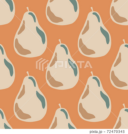 Healthy food abstract seamless pattern in modern style with pears. Orange background. 72470343