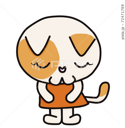お辞儀するねこちゃんのイラスト素材