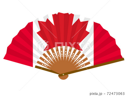カナダの国旗柄の扇子のイラスト素材