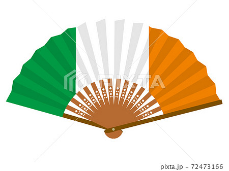 アイルランドの国旗柄の扇子のイラスト素材