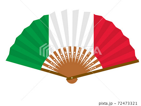 イタリアの国旗柄の扇子のイラスト素材