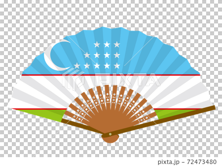 ウズベキスタンの国旗柄の扇子 72473480