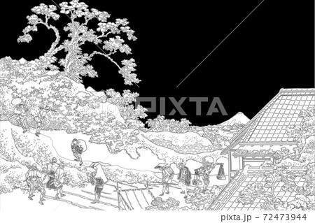 葛飾北斎イメージ東都駿台線黒バック 葛飾北斎イメージ東都駿台線黒バック 72473944