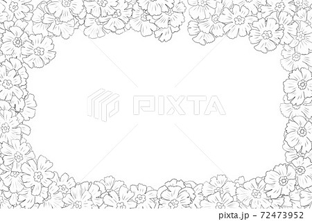 可愛い花フレーム白黒のイラスト素材