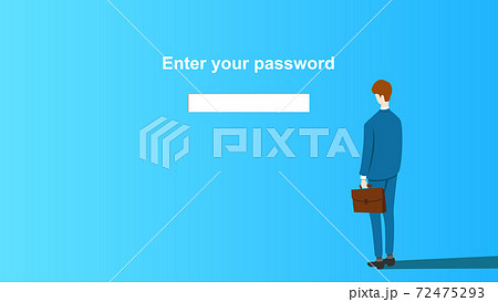 パスワード入力画面とビジネスマン ネット社会とセキュリティ対策の弊害のイラスト素材