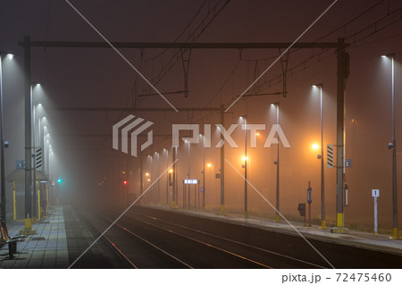 Empty trainstation in the night 72475460