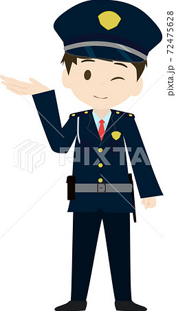 案内をするかわいい警備員のイラストのイラスト素材 案内をするかわいい警備員のイラストのイラスト素材