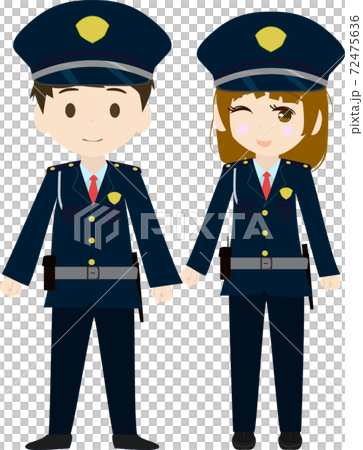 かわいい男女の警備員のイラストのイラスト素材