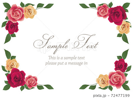 バラのコーナーフレーム ピンク系 のイラスト素材