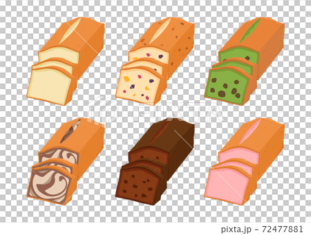 色々なパウンドケーキのイラストセット 色々なパウンドケーキのイラストセット 72477881