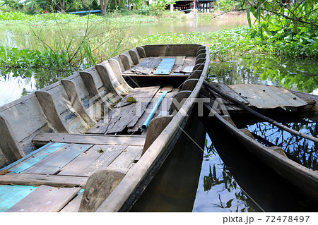 Local sampan boat of Thailand in the canal, One available and another one not available 72478497