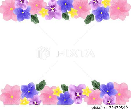 春の押し花フレーム素材のイラスト素材