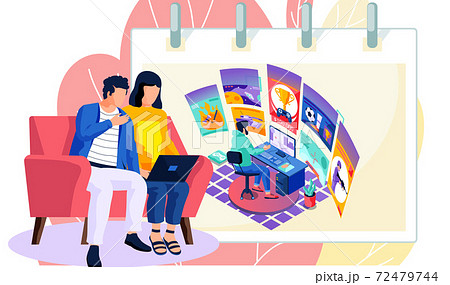 Spectators watching the professional e-sport gamer live streaming online videogame play 72479744