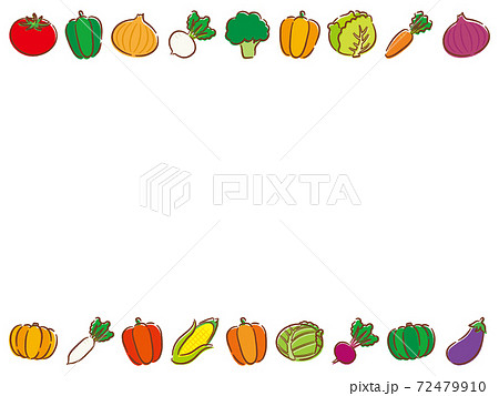 手描き風の野菜フレームのイラスト素材 [72479910] - Pixta