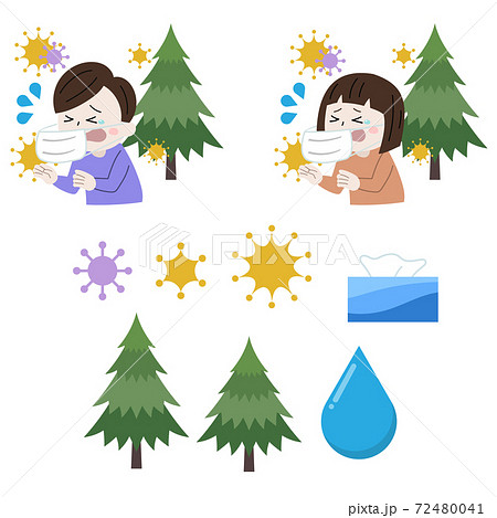 花粉症 イラスト アイコン セットのイラスト素材 花粉症 イラスト アイコン セットのイラスト素材