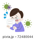 くしゃみ　風邪　男性　イラスト 72480044