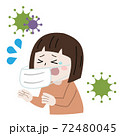 くしゃみ　風邪　女性　イラスト 72480045
