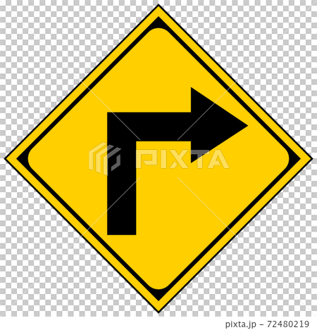 全ての種類が揃う、教材制作にすぐに使える標識・標示「右(左)方屈折あり（203）」 72480219