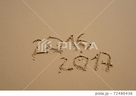 2016 and 2017 year on the sand beach 72480436