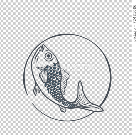 跳ねる魚 線画のイラスト素材