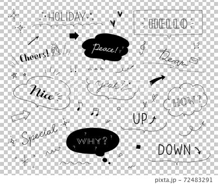 手寫的氣球和字符集/插圖/繪畫/簡單/箭頭/塗鴉/材料/框架 72483291