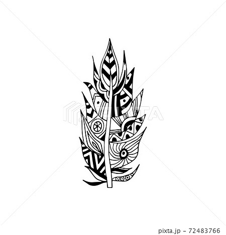Isolated vector illustration of tribal feather with ethnic pattern 72483766