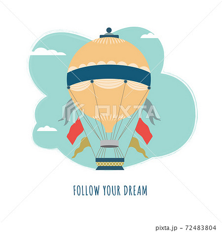 Vector card with beautiful hot air balloon and lettering 72483804