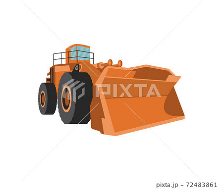 Bulldozer Truck With Scraper Or Snowplow Flat のイラスト素材