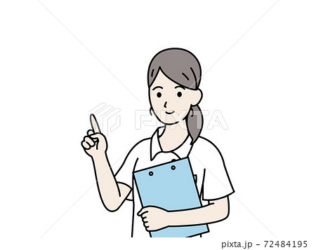 看護師　ナース　女性　指をさす 72484195