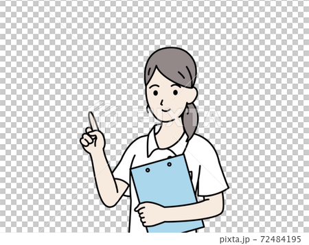 看護師　ナース　女性　指をさす 72484195
