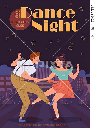 Cartoon flat characters dancing night club flyer, vector illustration 72485536