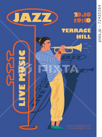 Flat cartoon character music banner poster,vector illustration concept 72485564