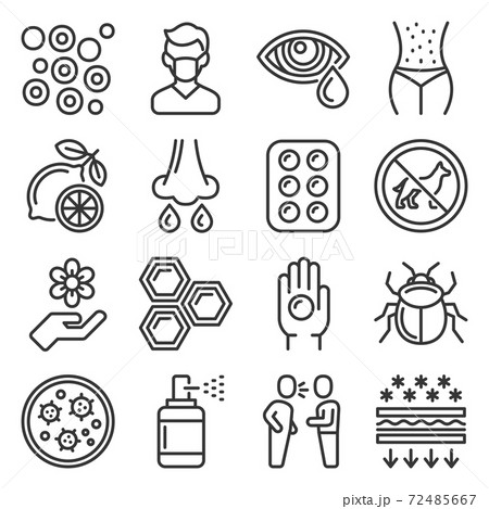 Allergies Icons Set on White Background. Vector Allergies Icons Set on White Background. Vector 72485667