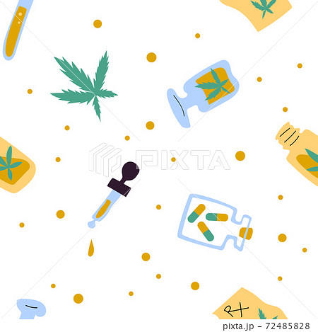 Medical cannabis seamless vector pattern on white 72485828