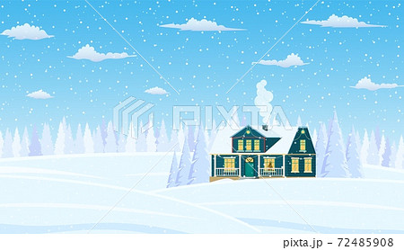 Christmas landscape background with snow and tree 72485908