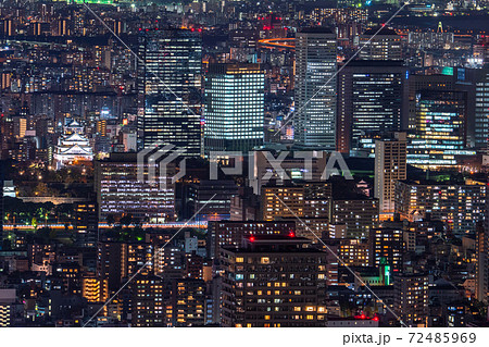 《大阪府》大阪中心街の夜景・大阪城とビジネスパーク 《大阪府》大阪中心街の夜景・大阪城とビジネスパーク 72485969