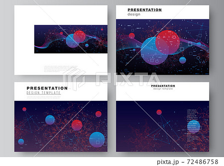 Vector layout of the presentation slides design business template, multipurpose template for presentation brochure. Artificial intelligence, big data visualization. Quantum computer technology concept 72486758