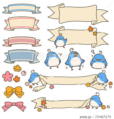 青い鳥とリボンフレームのイラスト素材 青い鳥とリボンフレームのイラスト素材