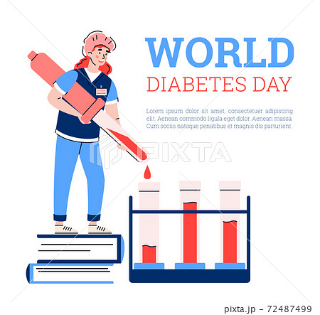 World diabetes day banner with medical worker cartoon vector illustration. World diabetes day banner with medical worker cartoon vector illustration. 72487499