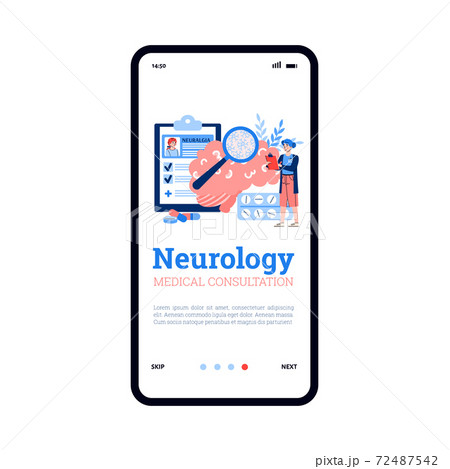 Neurology medical examination onboarding screen flat cartoon vector illustration. 72487542