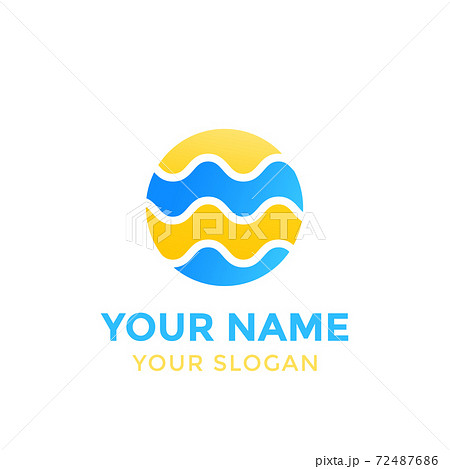 round vector logo with waves on white 72487686