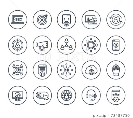 seo, digital marketing website analysis line icons 72487750